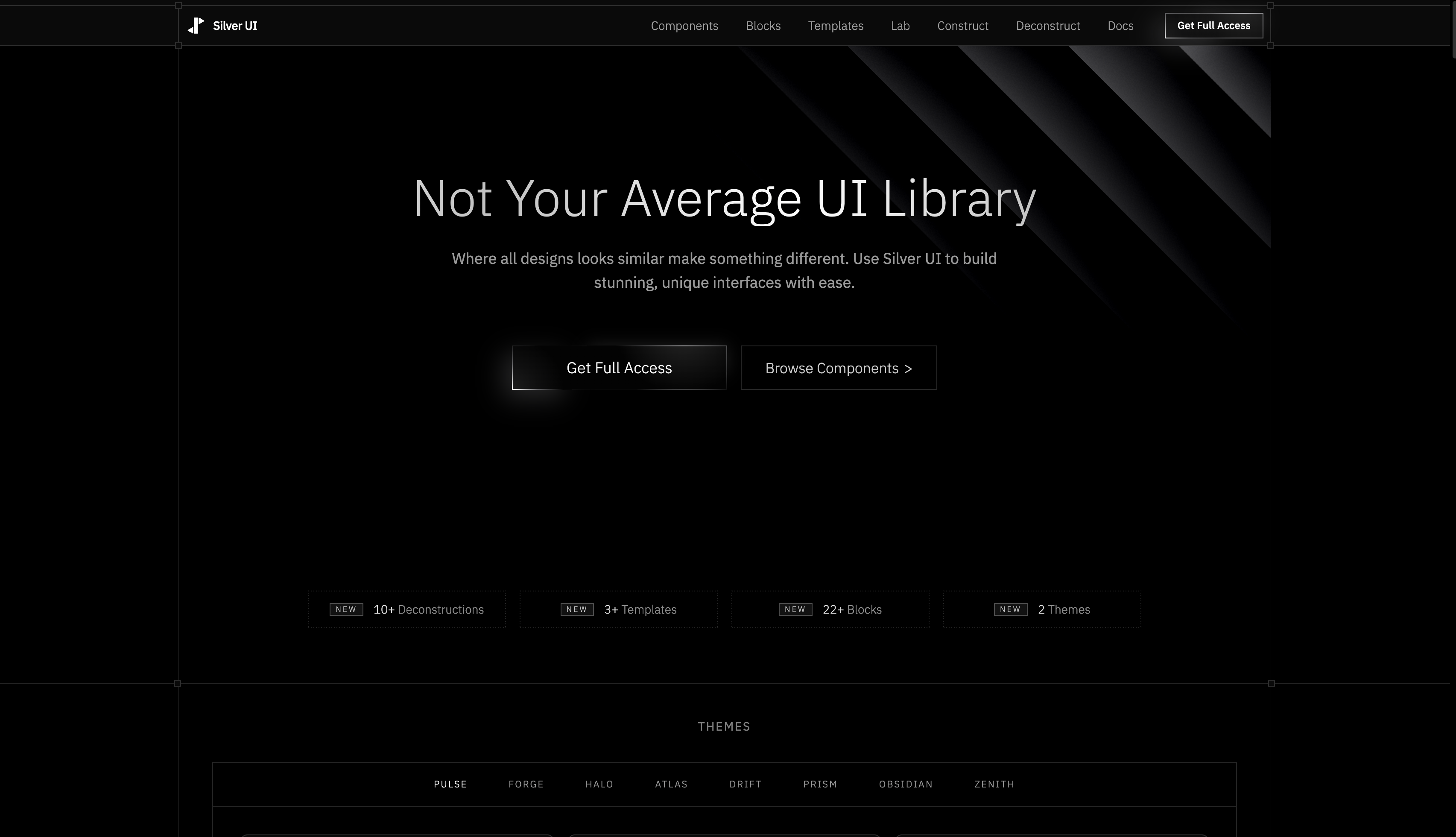 Silver UI component library documentation preview